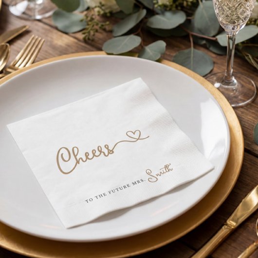 Minimalistisch Gold Cheers Polterabend Napkins Serviette