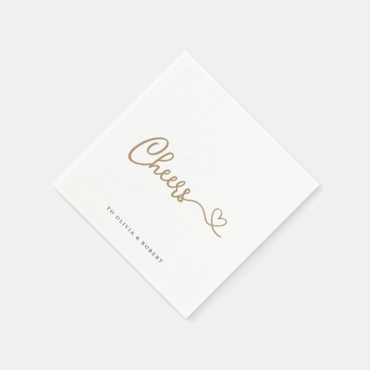 Minimalistisch Gold Cheers Polterabend Napkins Serviette (Ecke)