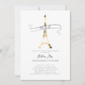 Minimalistisch Gold Eiffel Paris Modernes Brautpar Einladung (Vorderseite)