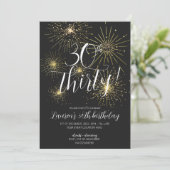 Minimalistisch Gold Fireworks 30. Party Einladung (Stehend Vorderseite)