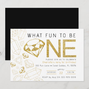 Minimalistisch Gold Gem Erster Geburtstag Party Ei Einladung
