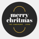 Minimalistisch Gold Glitzer Weihnachtsfamilie Runder Aufkleber (Vorderseite)