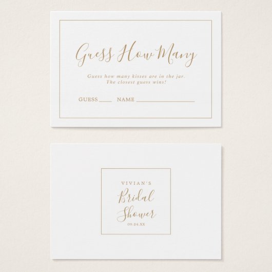 Minimalistisch Gold Guess Wie viele Kisses Game (Vorne & Hinten)