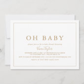 Minimalistisch Gold Horizontal Oh Baby Dusche Einladung (Vorderseite)