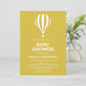 Minimalistisch Gold Hot Air Ballon Babydusche Einladung (Stehend Vorderseite)