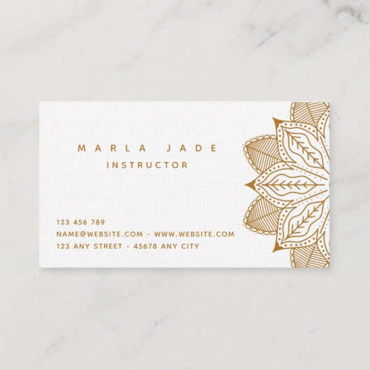 Minimalistisch Gold Mandala Business Card Visitenkarte (Rückseite)