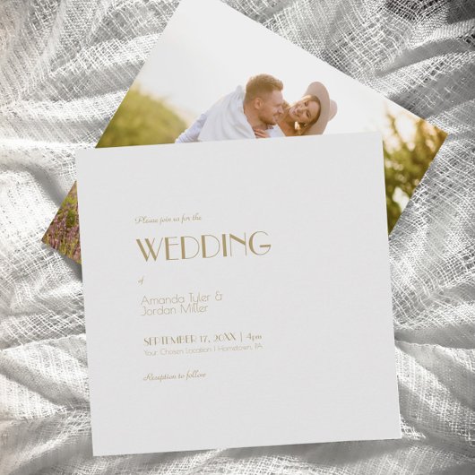 Minimalistisch Gold Modern Deko Square Foto Weddin Einladung