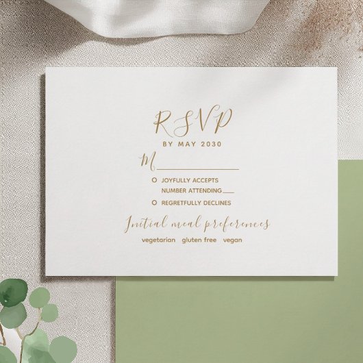 Minimalistisch Gold Modern Wedding RSVP Card Karte