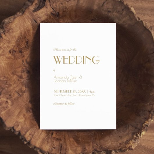 Minimalistisch Gold Moderne Art Déco Hochzeit Einladung
