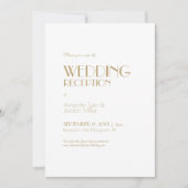 Minimalistisch Gold Moderne Art Deco Hochzeitsempf Einladung (Vorderseite)