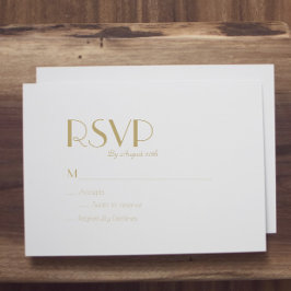 Minimalistisch Gold Moderne Art Deco Wedding RSVP  Karte