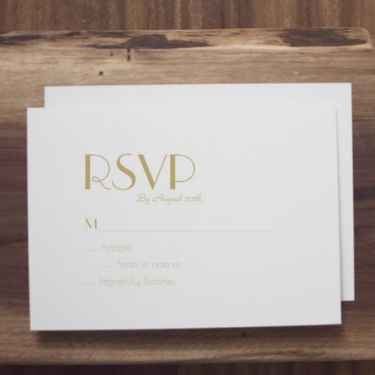 Minimalistisch Gold Moderne Art Deco Wedding RSVP  Karte