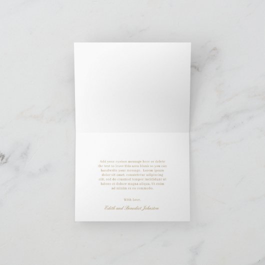 Minimalistisch Gold Moderne Hochzeit Dankeskarte (Innenseite)