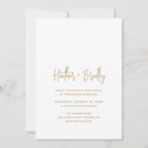 Minimalistisch Gold Moderne Hochzeit Einladung