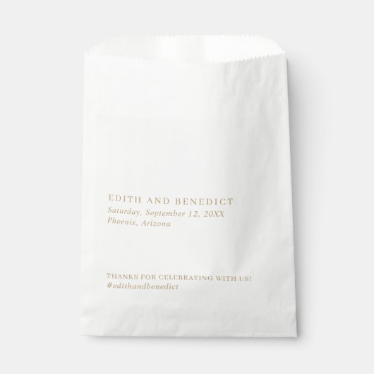Minimalistisch Gold Moderne Hochzeit Geschenktütchen (Vorderseite)