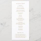 Minimalistisch Gold Moderne Hochzeit Programm (Rückseite)