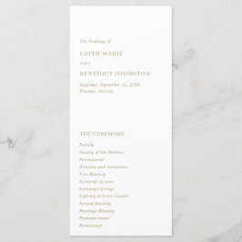 Minimalistisch Gold Moderne Hochzeit Programm