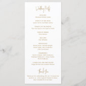 Minimalistisch Gold Moderne Hochzeit Programm (Rückseite)