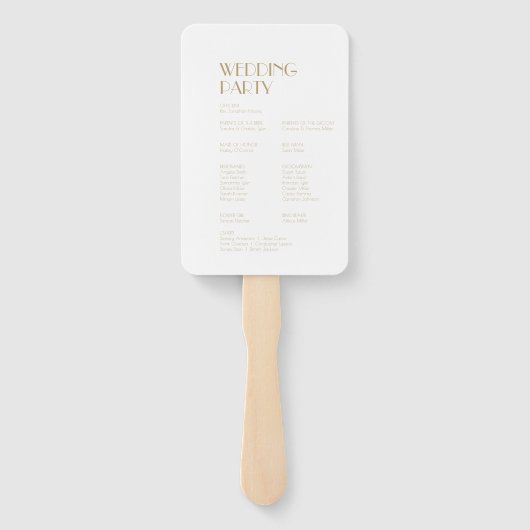 Minimalistisch Gold Modernes Art Deco Hochzeitspro Fächer (Rückseite)