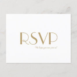 Minimalistisch Gold Modernes Art Deco Wedding RSVP Einladungspostkarte
