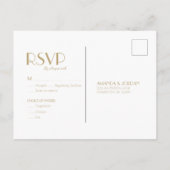 Minimalistisch Gold Modernes Art Deco Wedding RSVP Einladungspostkarte (Rückseite)