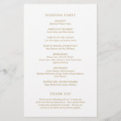 Minimalistisch Gold - Modernes Hochzeitsprogramm (Hinten)