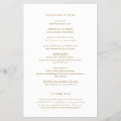 Minimalistisch Gold - Modernes Hochzeitsprogramm (Hinten)