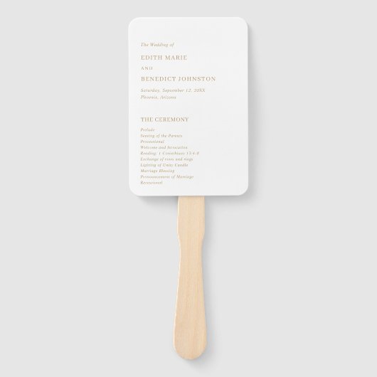 Minimalistisch Gold - Modernes Hochzeitsprogramm Fächer (Vorderseite)
