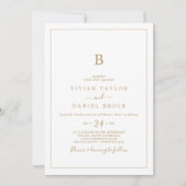 Minimalistisch Gold Monogram Wedding Einladung (Vorderseite)