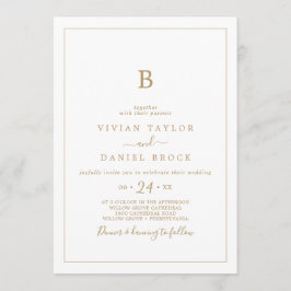Minimalistisch Gold Monogram Wedding Einladung