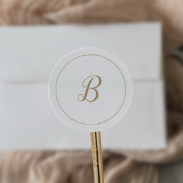 Minimalistisch Gold Monogram Wedding Umschlag Aufk Runder Aufkleber