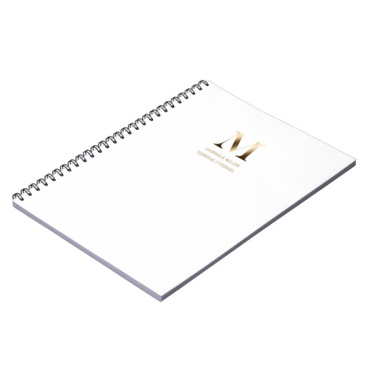 Minimalistisch Gold Monogramm | Weiß Notizblock (Linke Seite)