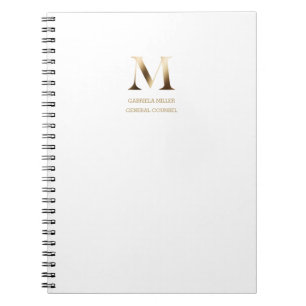 Minimalistisch Gold Monogramm   Weiß Notizblock