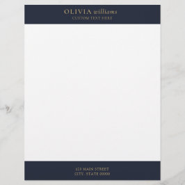 Minimalistisch Gold Navy Blue Einfach Beruflich Briefbogen