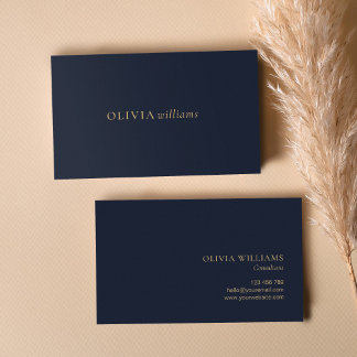 Minimalistisch Gold Navy Blue Einfach Beruflich Visitenkarte