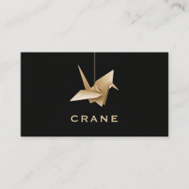 Minimalistisch Gold Origami Crane Black Visitenkarte