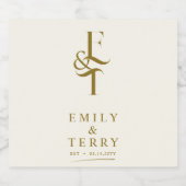 Minimalistisch Gold Personalisiert Chic Wedding Mo Schaumweinetikett (Einzelnes Label)