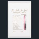 Minimalistisch Gold, sagte er, sie sagte Game Flyer<br><div class="desc">Dieses minimalistische Goldspiel "sagte er sagte sie" ist perfekt für einen einfachen Polterabend. Das moderne romantische Design besticht durch klassische Goldtypografie und Weiß, gepaart mit einer rustikalen und eleganten Kalligraphie mit Vintagem handgeschriebenem Stil. Anpassbar in jeder Farbe. Behalt das Design einfach und elegant, wie es ist, oder personalisiere es durch...</div>