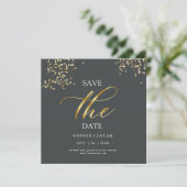 Minimalistisch Gold schick Grau Save the Date Dankeskarte (Stehend Vorderseite)