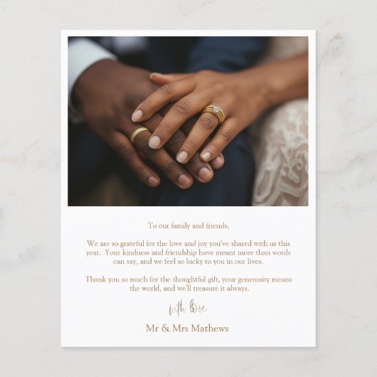 Minimalistisch Gold Text Foto Hochzeit Vielen Dank (Rückseite)