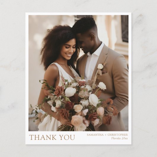 Minimalistisch Gold Text Foto Hochzeit Vielen Dank (Vorderseite)