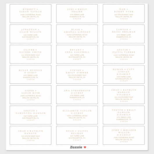 Minimalistisch Gold Typografy Guest Address Labels (Blatt)