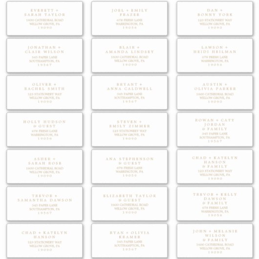 Minimalistisch Gold Typografy Guest Address Labels (Vorderseite)