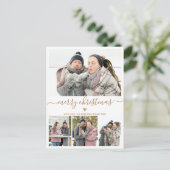 Minimalistisch Gold White 4 Foto Weihnachtskarte Postkarte (Stehend Vorderseite)