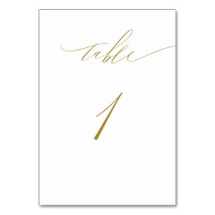 Minimalistisch Gold White Script No. 1 Wedding Tischnummer