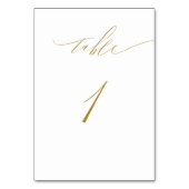 Minimalistisch Gold White Script No. 1 Wedding Tischnummer (Vorderseite)