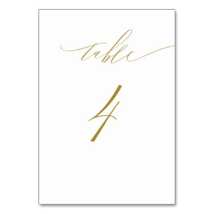 Minimalistisch Gold White Script No. 4 Wedding Tischnummer
