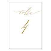 Minimalistisch Gold White Script No. 4 Wedding Tischnummer (Vorderseite)