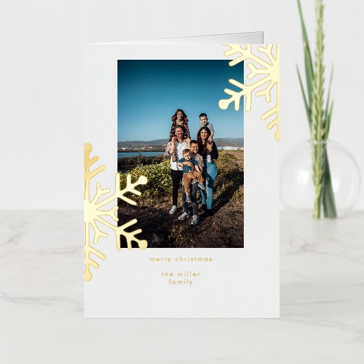 Minimalistisch Golden Snowflakes Frohe Weihnachten (Vorderseite)