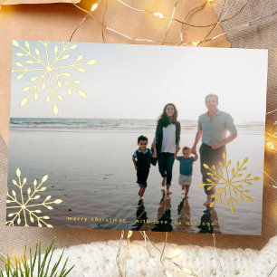 Minimalistisch Golden Snowflakes Frohe Weihnachten Folien Feiertagskarte